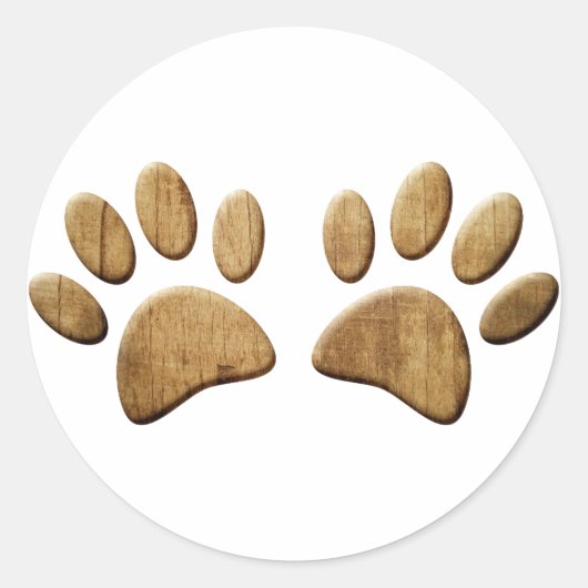 Hout Dog Paw Print Ronde Sticker (Voorkant)