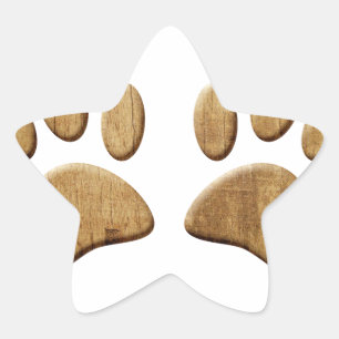 Hout Dog Paw Print Ster Sticker