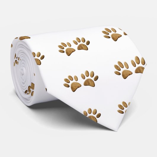 Hout Dog Paw Print Stropdas (Opgerold)