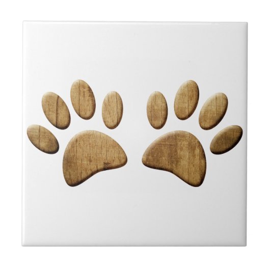 Hout Dog Paw Print Tegeltje (Voorkant)