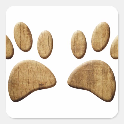 Hout Dog Paw Print Vierkante Sticker (Voorkant)