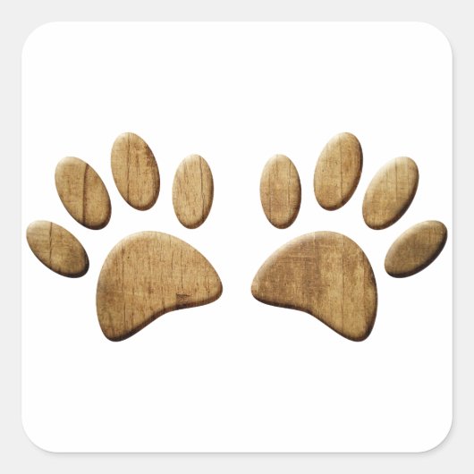 Hout Dog Paw Print Vierkante Sticker (Voorkant)