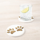 Hout Dog Paw Print Zandsteen Onderzetter (Zijkant)