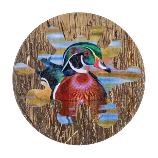 Hout Duck Cutting Board, Duck Hunting Round Snijplank (Voorkant)