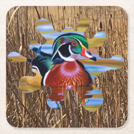 Hout Duck Disposable Onderzetters, Duck Hunting Kartonnen Onderzetters