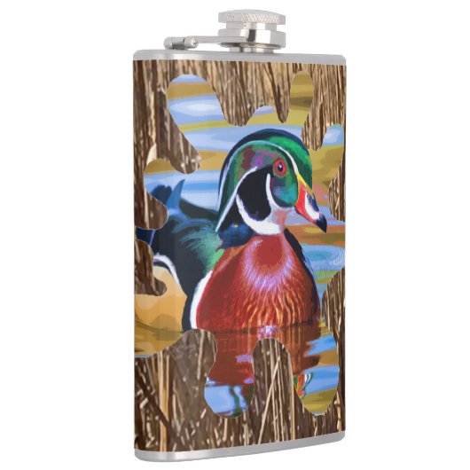 Hout Duck Flask, Duck Hunting Heupfles (Rechts)