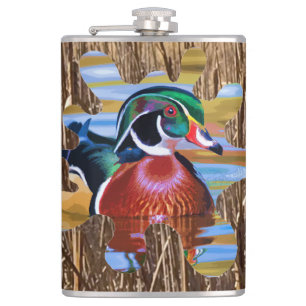 Hout Duck Flask, Duck Hunting Heupfles