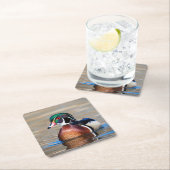 Hout Duck in een vijver Kartonnen Onderzetters (Insitu)