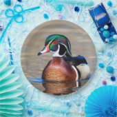 Hout Duck in een vijver Papieren Bordje (Feest)