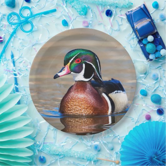 Hout Duck in een vijver Papieren Bordje (Feest)