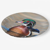 Hout Duck in een vijver Papieren Bordje (Gekanteld)