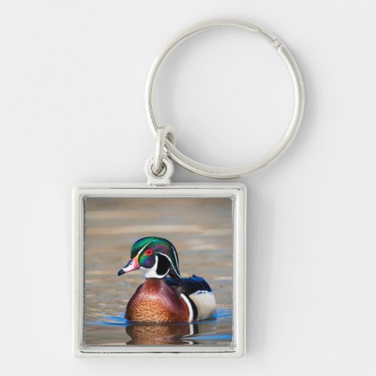 Hout Duck in een vijver Sleutelhanger (Voorkant)
