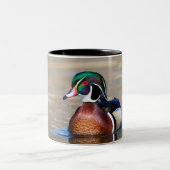 Hout Duck in een vijver Tweekleurige Koffiemok (Center)