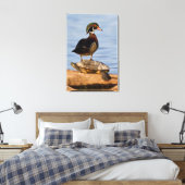 Hout Duck man op Red-oorige Slider Canvas Afdruk (Insitu (Slaapkamer))