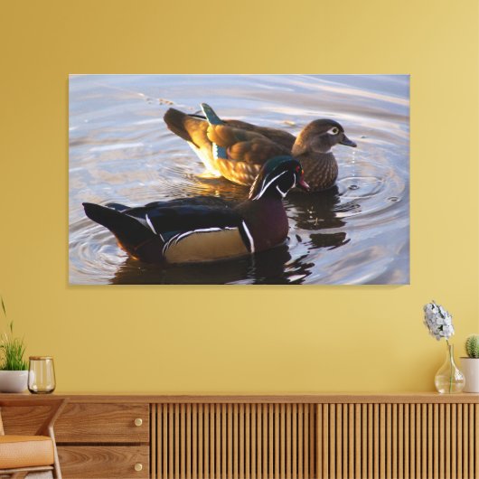 Hout Duck Mates Stretted Canvas Art Print (Insitu (Woonkamer))
