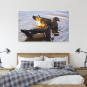 Hout Duck Mates Stretted Canvas Art Print (Insitu (Slaapkamer))