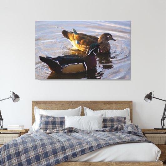 Hout Duck Mates Stretted Canvas Art Print (Insitu (Slaapkamer))