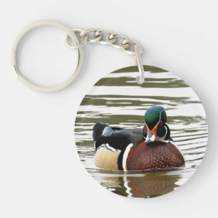 Hout Duck met Attitude Sleutelhanger