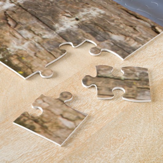 Hout Duck on log in wetland Legpuzzel (Zijkant)