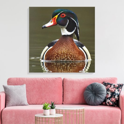 Hout Duck on Water Canvas Afdruk (Insitu (Woonkamer))