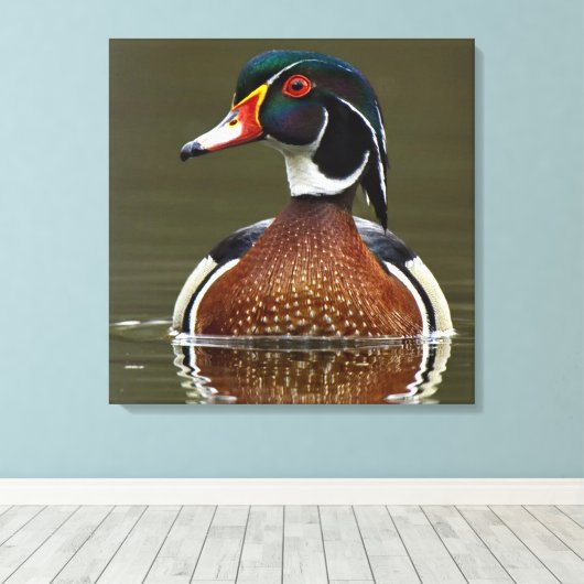 Hout Duck on Water Canvas Afdruk (Insitu (Houten vloer))