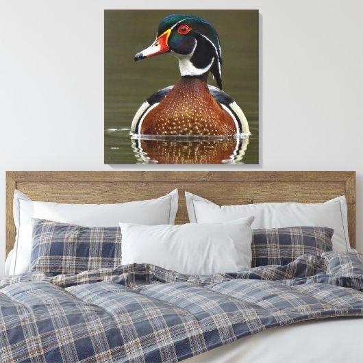 Hout Duck on Water Canvas Afdruk (Insitu (Slaapkamer))