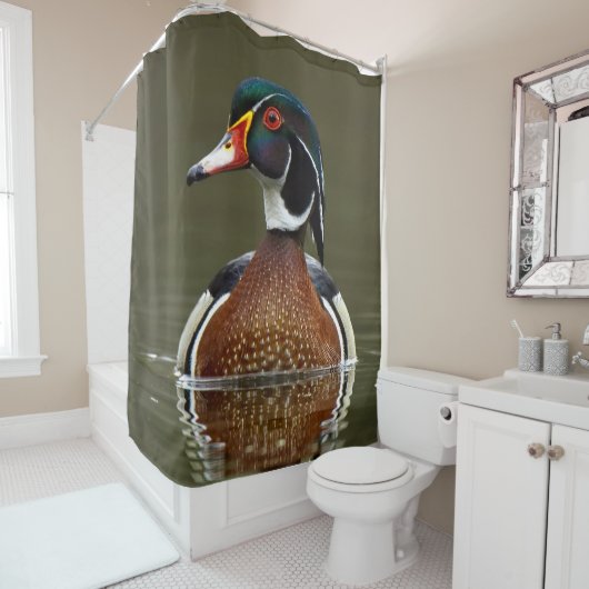 Hout Duck on Water Douchegordijn (In situ)