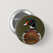 Hout Duck on Water Ronde Button 5,7 Cm (Voorkant /achterkant)
