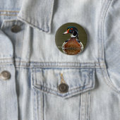 Hout Duck on Water Ronde Button 5,7 Cm (In situ)