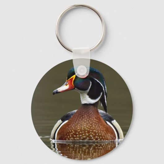 Hout Duck on Water Sleutelhanger (Voorkant)