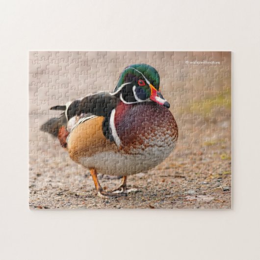 Hout Duck op grvel Legpuzzel (Horizontaal)