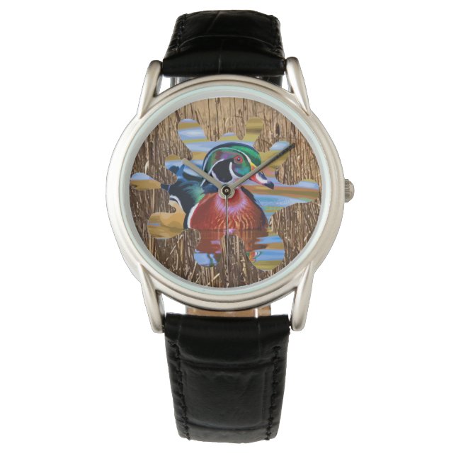 Hout Duck Watch, Duck Hunting Watch Horloge (Voorkant)