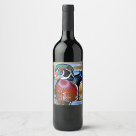 Hout Duck Wine Bottle, Duck Hunting Wijn Etiket