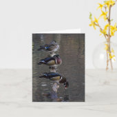 Hout Ducks op Branch Kaart (Gele Bloem)