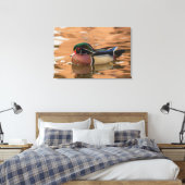 Hout eend zwemt in water canvas afdruk (Insitu (Slaapkamer))