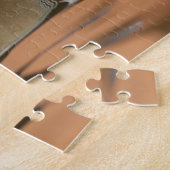 Hout eend zwemt in water legpuzzel (Zijkant)