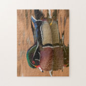 Hout eend zwemt in water legpuzzel (Verticaal)