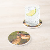 Hout Eenden en vrouw op het inloggen van wetland Zandsteen Onderzetter (Zijkant)