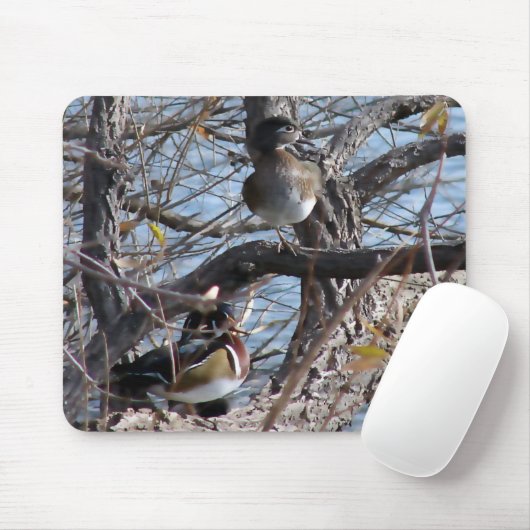 Hout Eenden in een boom Muismat (Met muis)