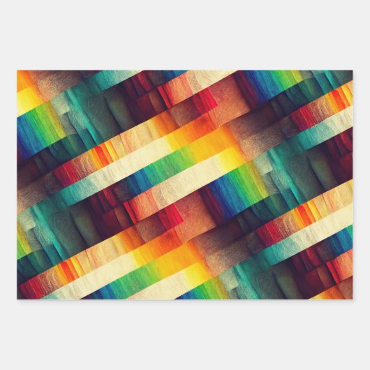 Hout-effect Rainbow Wrapping Paper Set (Voorkant 2)
