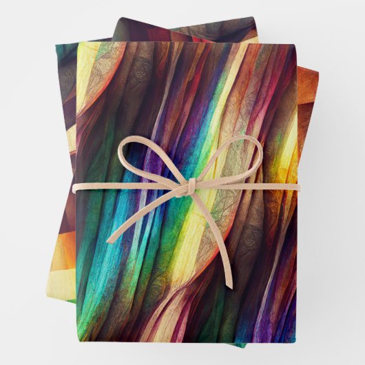 Hout-effect Rainbow Wrapping Paper Set (In situ)