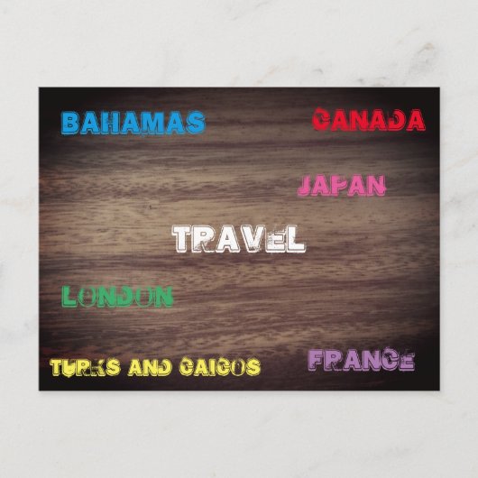 Hout-effect Reizen Briefkaart (Voorkant)