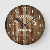 Hout Eigen familienaam Rustic Farmhouse Ronde Klok (Voorkant)
