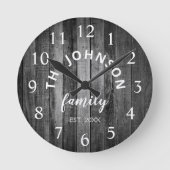 Hout Eigen familienaam Rustic Farmhouse Ronde Klok (Voorkant)