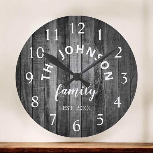 Hout Eigen familienaam Rustic Farmhouse Ronde Klok