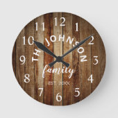 Hout Eigen familienaam Rustic Farmhouse Ronde Klok (Voorkant)