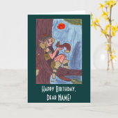 Hout Elf met eekhoorn Kaart (Gele Bloem)