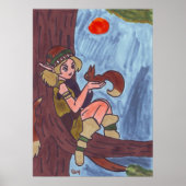 Hout Elf met eekhoorn Poster (Voorkant)
