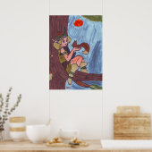 Hout Elf met eekhoorn Poster (Keuken)