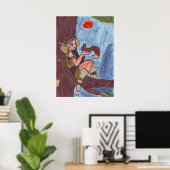 Hout Elf met eekhoorn Poster (Thuiskantoor)